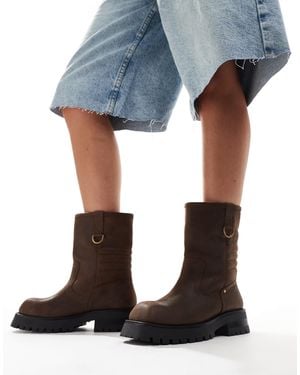 Bronx – quinn – biker-ankle-boots aus gewachstem nubukleder - Blau