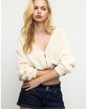 Stradivarius – strickjacke - Natur