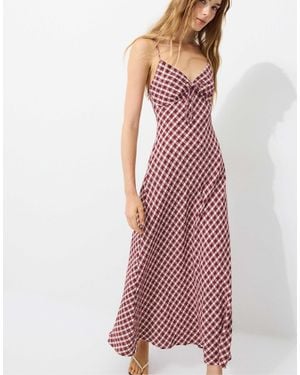 Stradivarius Kariertes midikleid - Lila