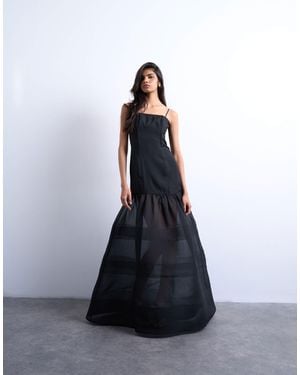 TOPSHOP Maxi Dress With Sheer Layered Volume Skirt - Blue