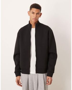 ASOS Heavyweight Relaxed Zip Through Jersey Track Jacket - Black