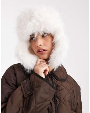South Beach Faux Fur Lined Ski Trapper Hat - Brown