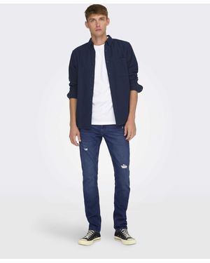Only & Sons – schmal geschnittene, dunkele jeans - Blau