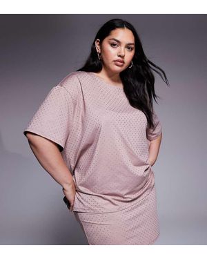 Renee Studio Hotfix Oversized T-Shirt Co-Ord - Pink