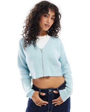 Miss Selfridge Cropped Vest Met Rits - Blauw