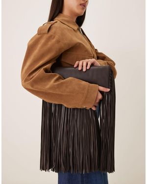 Mango – drapierte ledertasche - Schwarz