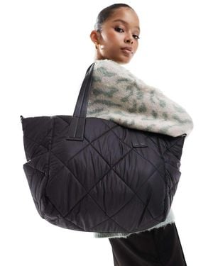 Bershka Quilted Maxi Tote Bag - Grey