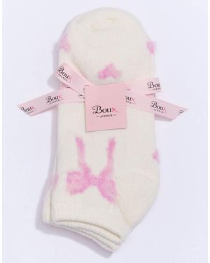 Boux Avenue 2 Pack Bow Trainer Socks Breathable Comfy Soft Knit Hosiery - Pink