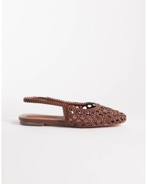 SIMMI Simmi London Biao Slingback Woven Ballet Flats - Brown