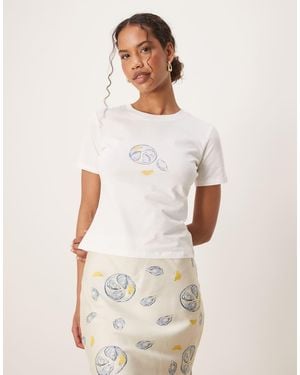 Never Fully Dressed Lemon Print Baby Tee Co-ord - White