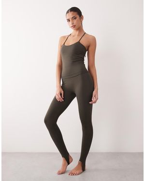 4505 Soft Touch High Waist Yoga Legging With Stirrup - Blue