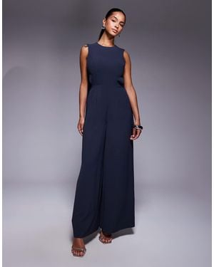 ASOS Buckle Detail Wide Leg Jumpsuit - Blue