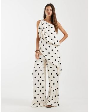 ASOS Satin Wide Leg Trouser - White