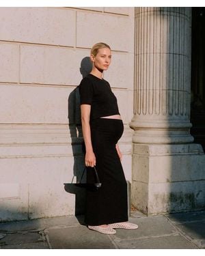 Mama.licious Mamalicious Maternity 2 Pack Basic Jersey Crop T-shirt And Midi Skirt Set - Black