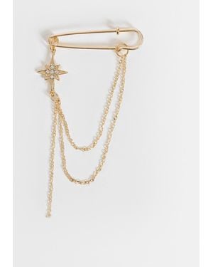 ASOS – kette mit sicherheitsnadel-anhänger und brosche mit sternanhänger - Weiß