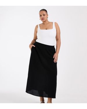 Vero Moda Linen Touch Midi Skirt - Black