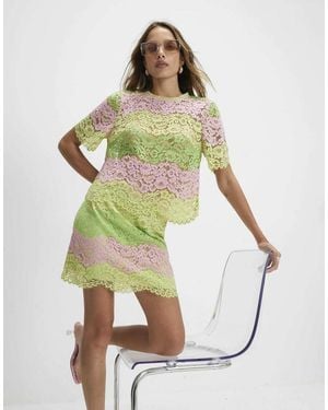 River Island Colour Block Lace Mini Skirt - Green