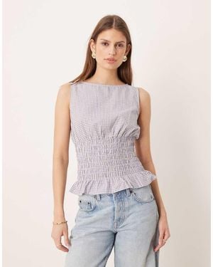Glamorous Shirred Waist Top With Ruffle Hem - Multicolour