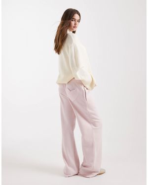 Hollister Mid Rise Wide Leg Heart Detail Sweatpants - Pink