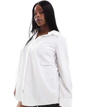 Yours Relaxed Long Sleeve Button Up Shirt - White