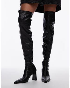 TOPSHOP Tash Heeled Over The Knee Boot - Black