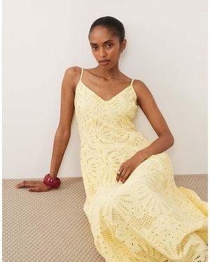 New Look Cutwork Lace Strappy Midi Dress - Natural