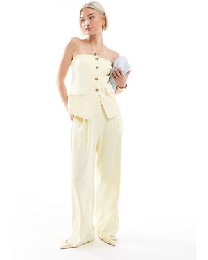 New Look Pantaloni Con Fondo Ampio Gialli - Bianco