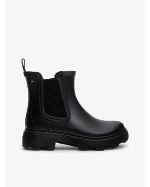 Tommy Hilfiger Rubberised Flag Cleat Rain Boots - Black