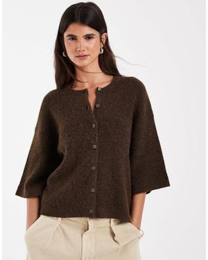 JJXX Short Sleeve Cardigan - Brown