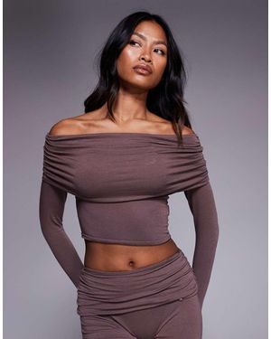 BO+TEE Bo+tee Off-shoulder Long Sleeve Top - Purple