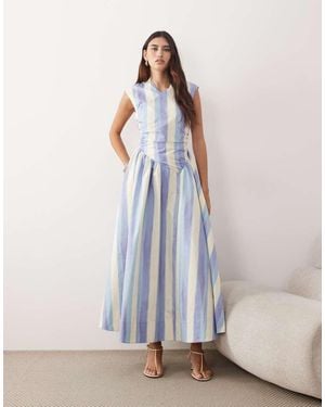 ARRANGE Wrap Drop Waist Maxi Dress - Blue