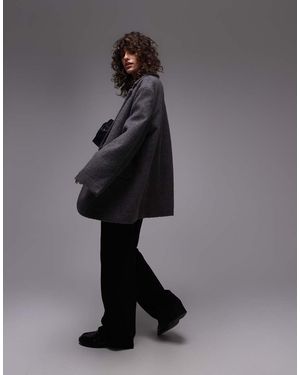 TOPSHOP Brushed Wool Look Blazer Coat - Black