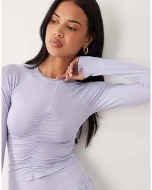 4505 Lightweight Active Ruched Front Long Sleeve Running Top - Purple