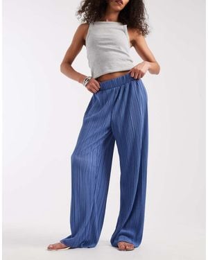 ONLY Plisse Wide Leg Trousers - Blue