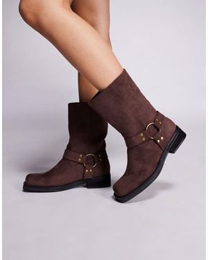 Public Desire Sienna Biker Boots - Brown
