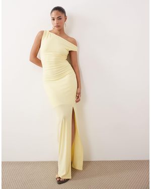 TFNC London One Shoulder Midaxi Dress With Thigh Split - Natural