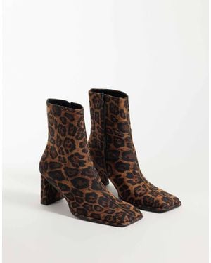 ASOS Romeo stiefeletten mit eckiger zehenpartie und absatz im leopardenmuster - Braun