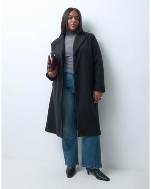 ASOS Asos Design Curve Single Breasted Chuck On Overcoat - Blue