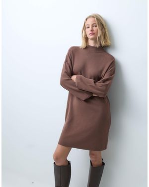 Vero Moda Strick-minikleid mit stehkragen - Braun