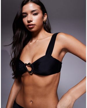 Moda Minx Bralet Bikini Top With Molten Hardware Detail - Black