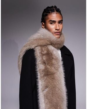 ASOS Faux Fur Plush Scarf - Gray