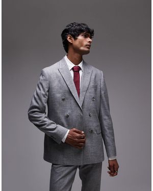 TOPMAN Skinny Textured Suit Jacket - Gray