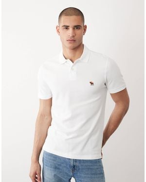 Abercrombie & Fitch – kurzärmliges oxford-hemd mit logo - Weiß
