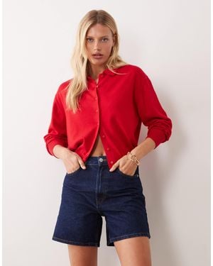 Mango Teen Long Sleeve Knitted Polo Cardigan - Red