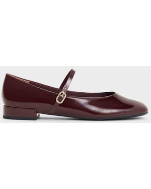 Charles & Keith Gertrude Patent Round-Toe Mary Janes - Purple
