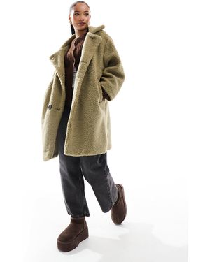 Don't Think Twice Dtt petite – zweireihige teddyfell-jacke - Mettallic