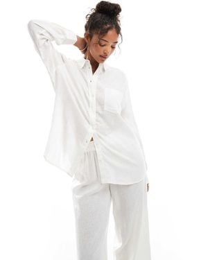 ONLY Linen Rich Oversized Shirt Co-ord - White
