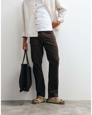 Blend Chino Dritti Regular Fit Marroni - Bianco