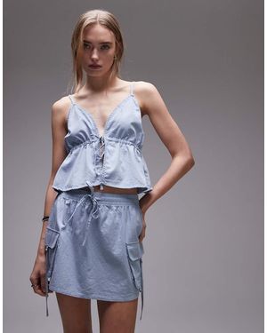 Rhythm Dolly Ruffle Tie Front Top - Blue