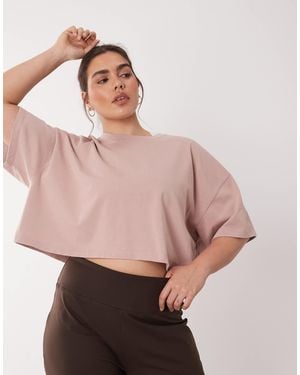 4505 Curve Icon Heavyweight Cotton Cropped T-shirt With Quick Dry Finish - Pink